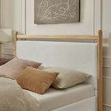 Ginny Light Oak Heathered Ivory King Size Platform Bed Frame - Ornate Home