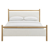 Ginny Light Oak Heathered Ivory Queen Size Platform Bed Frame - Ornate Home