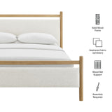 Ginny Light Oak Heathered Ivory Queen Size Platform Bed Frame - Ornate Home