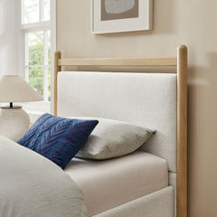 Ginny Light Oak Heathered Ivory Twin Size Platform Bed Frame - Ornate Home