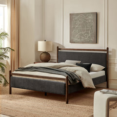 Ginny Wenge Heathered Dark Gray Full Size Platform Bed Frame - Ornate Home