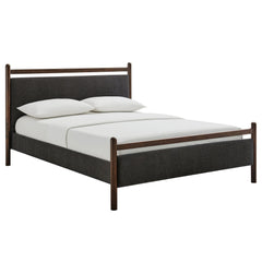 Ginny Wenge Heathered Dark Gray King Size Platform Bed Frame - Ornate Home