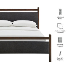 Ginny Wenge Heathered Dark Gray King Size Platform Bed Frame - Ornate Home