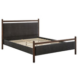 Ginny Wenge Heathered Dark Gray Queen Size Platform Bed Frame - Ornate Home