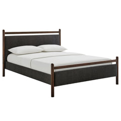 Ginny Wenge Heathered Dark Gray Queen Size Platform Bed Frame - Ornate Home