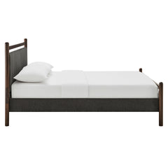 Ginny Wenge Heathered Dark Gray Queen Size Platform Bed Frame - Ornate Home