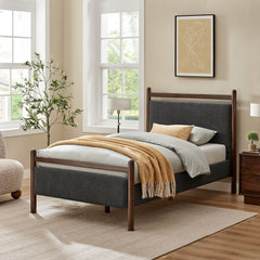 Ginny Wenge Heathered Dark Gray Twin Size Platform Bed Frame - Ornate Home