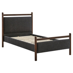 Ginny Wenge Heathered Dark Gray Twin Size Platform Bed Frame - Ornate Home