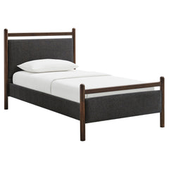 Ginny Wenge Heathered Dark Gray Twin Size Platform Bed Frame - Ornate Home