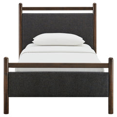 Ginny Wenge Heathered Dark Gray Twin Size Platform Bed Frame - Ornate Home