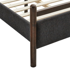 Ginny Wenge Heathered Dark Gray Twin Size Platform Bed Frame - Ornate Home