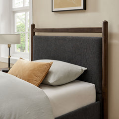 Ginny Wenge Heathered Dark Gray Twin Size Platform Bed Frame - Ornate Home
