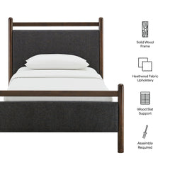 Ginny Wenge Heathered Dark Gray Twin Size Platform Bed Frame - Ornate Home