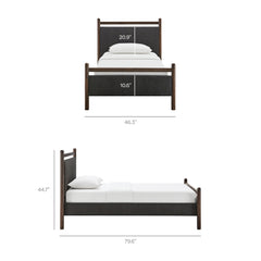 Ginny Wenge Heathered Dark Gray Twin Size Platform Bed Frame - Ornate Home