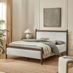 Ginny Wenge Heathered Ivory Queen Size Platform Bed Frame - Ornate Home