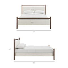 Ginny Wenge Heathered Ivory Queen Size Platform Bed Frame - Ornate Home