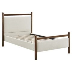 Ginny Wenge Heathered Ivory Twin Size Platform Bed Frame - Ornate Home