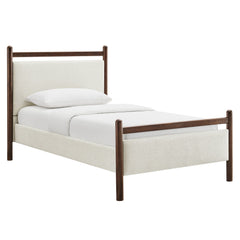 Ginny Wenge Heathered Ivory Twin Size Platform Bed Frame - Ornate Home
