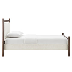 Ginny Wenge Heathered Ivory Twin Size Platform Bed Frame - Ornate Home