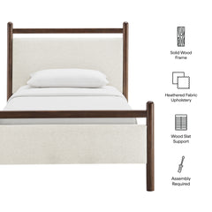 Ginny Wenge Heathered Ivory Twin Size Platform Bed Frame - Ornate Home