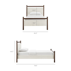 Ginny Wenge Heathered Ivory Twin Size Platform Bed Frame - Ornate Home