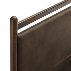 Ginny Wenge Mushroom Full Size Vegan Leather Platform Bed Frame - Ornate Home