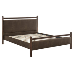 Ginny Wenge Mushroom King Size Vegan Leather Platform Bed Frame - Ornate Home