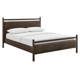 Ginny Wenge Mushroom King Size Vegan Leather Platform Bed Frame - Ornate Home