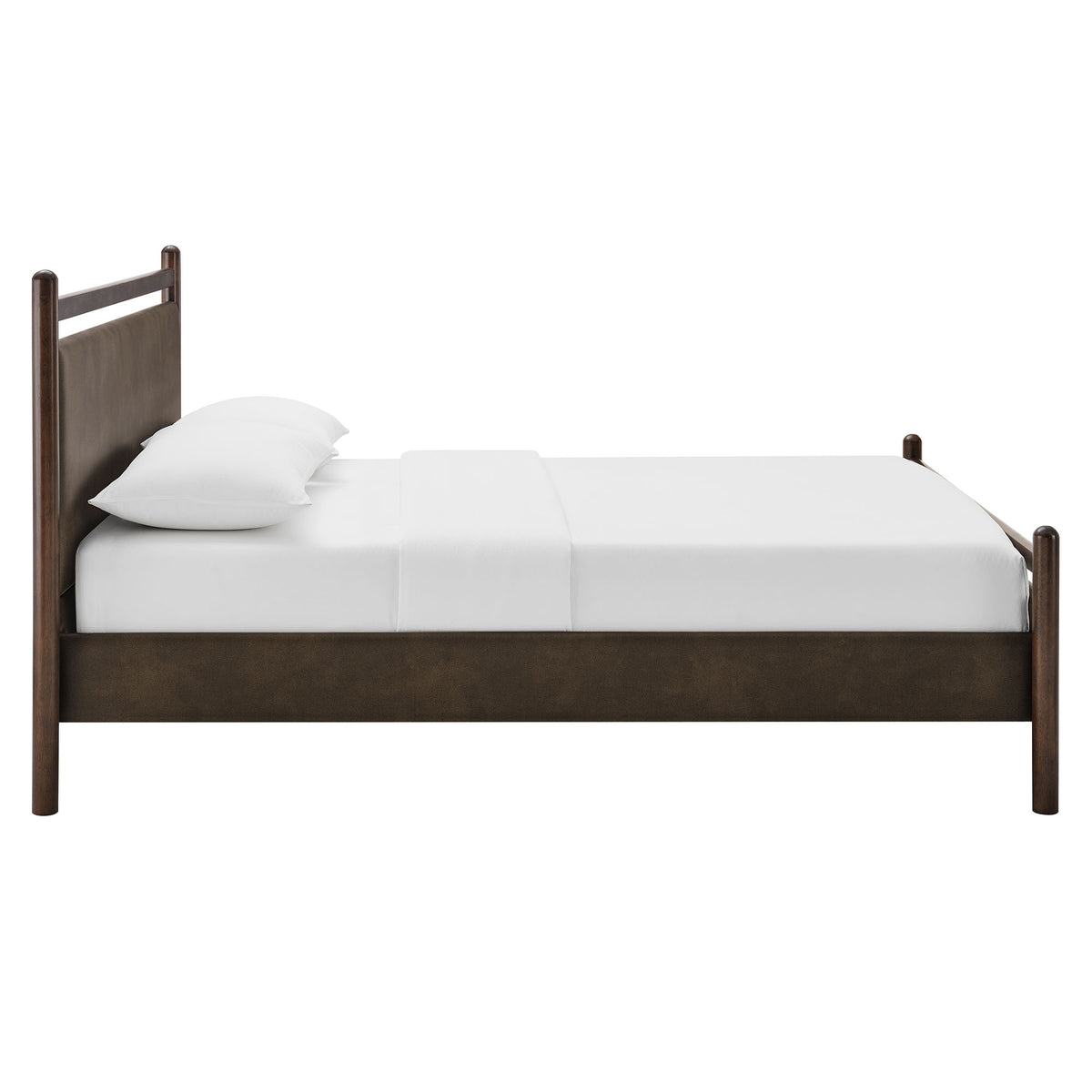 Ginny Wenge Mushroom King Size Vegan Leather Platform Bed Frame - Ornate Home