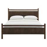 Ginny Wenge Mushroom King Size Vegan Leather Platform Bed Frame - Ornate Home