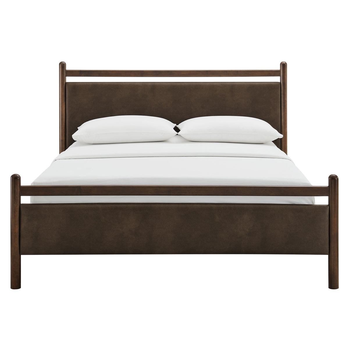 Ginny Wenge Mushroom King Size Vegan Leather Platform Bed Frame - Ornate Home