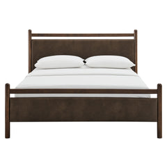 Ginny Wenge Mushroom King Size Vegan Leather Platform Bed Frame - Ornate Home