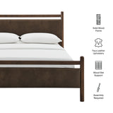 Ginny Wenge Mushroom King Size Vegan Leather Platform Bed Frame - Ornate Home