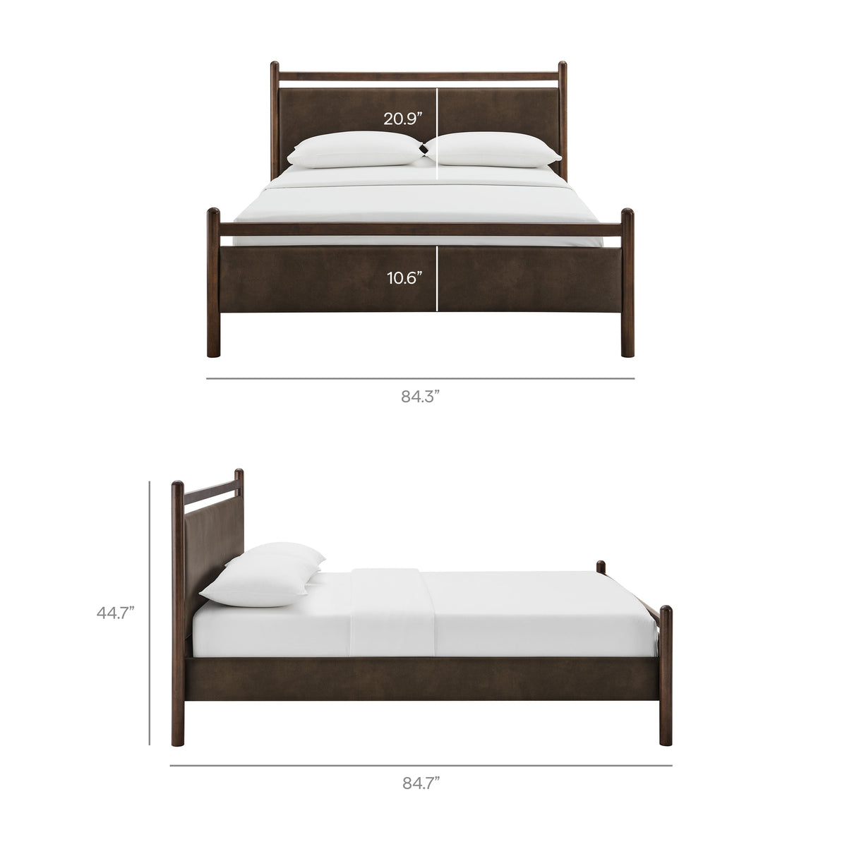Ginny Wenge Mushroom King Size Vegan Leather Platform Bed Frame - Ornate Home
