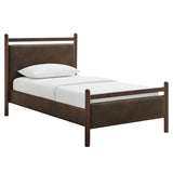 Ginny Wenge Mushroom Twin Size Vegan Leather Platform Bed Frame - Ornate Home