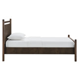 Ginny Wenge Mushroom Twin Size Vegan Leather Platform Bed Frame - Ornate Home