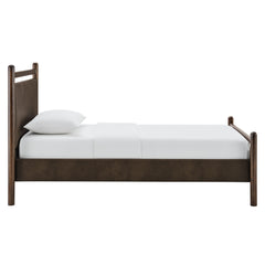 Ginny Wenge Mushroom Twin Size Vegan Leather Platform Bed Frame - Ornate Home