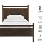 Ginny Wenge Mushroom Twin Size Vegan Leather Platform Bed Frame - Ornate Home