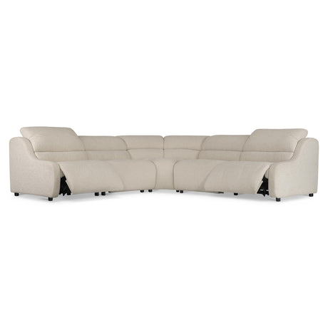 Gio White/Cream 5-Piece Fabric Power Motion Sectional - Ornate Home