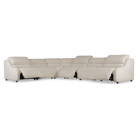 Gio White/Cream 6-Piece Fabric Power Motion Sectional - Ornate Home