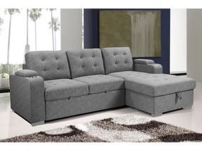 Giovanni Light Gray Sleeper Sectional Sofa w/ Storage - Ornate Home