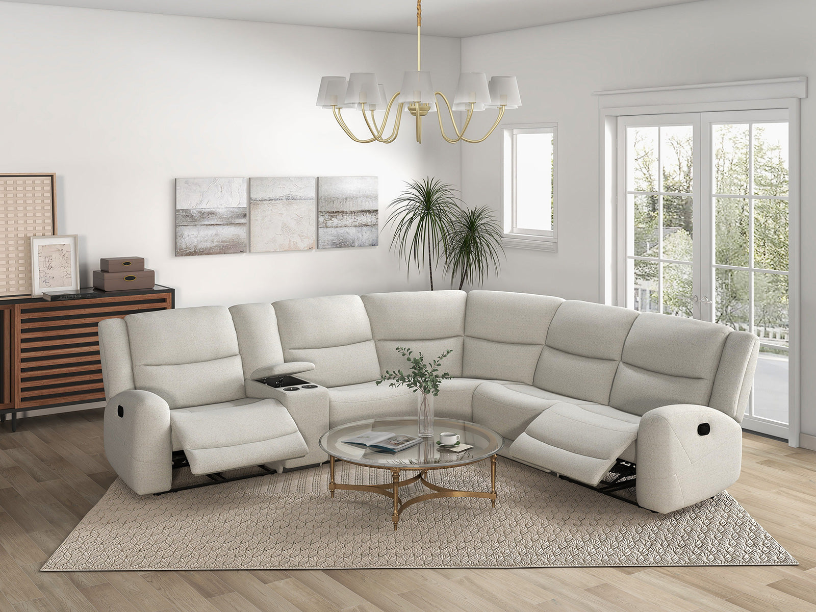 Giraldus Beige Sectional - Ornate Home
