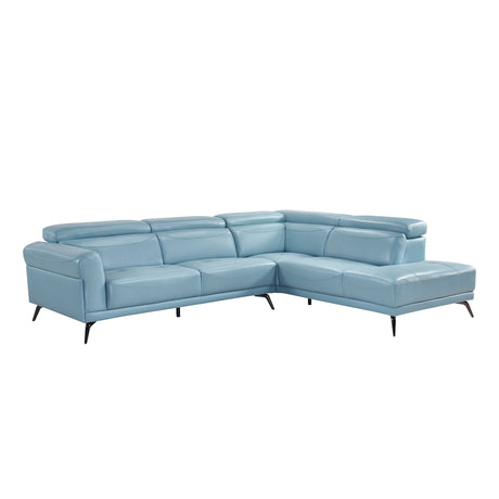 Giselle Blue 2-Piece Sectional with Right Side Chaise - Ornate Home