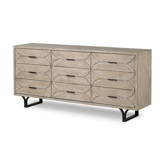 Giselle Brown/Black Fir Veneer 9 Drawer Sideboard - Ornate Home