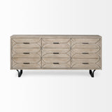 Giselle Brown/Black Fir Veneer 9 Drawer Sideboard - Ornate Home