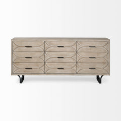 Giselle Brown/Black Fir Veneer 9 Drawer Sideboard - Ornate Home