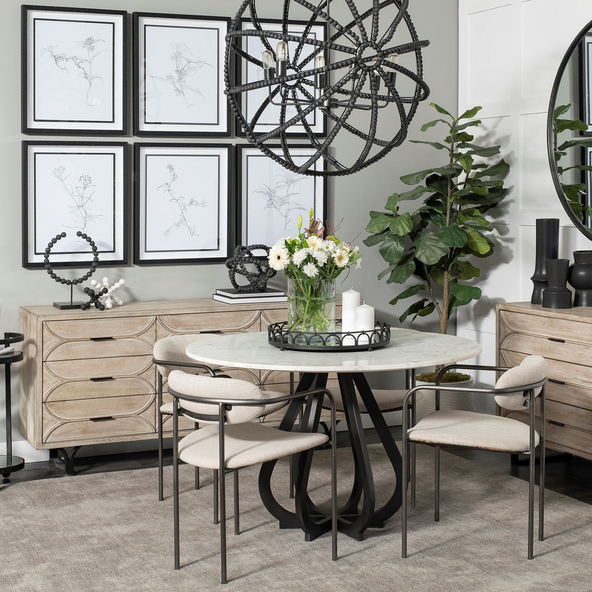 Giselle Brown/Black Fir Veneer 9 Drawer Sideboard - Ornate Home