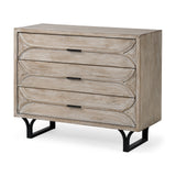 Giselle Light Brown Fir Veneer 3 Drawer Accent Cabinet - Ornate Home
