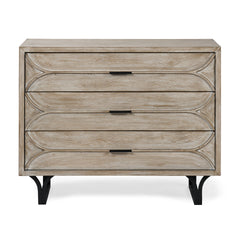 Giselle Light Brown Fir Veneer 3 Drawer Accent Cabinet - Ornate Home