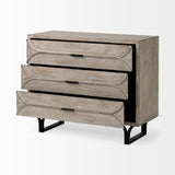 Giselle Light Brown Fir Veneer 3 Drawer Accent Cabinet - Ornate Home